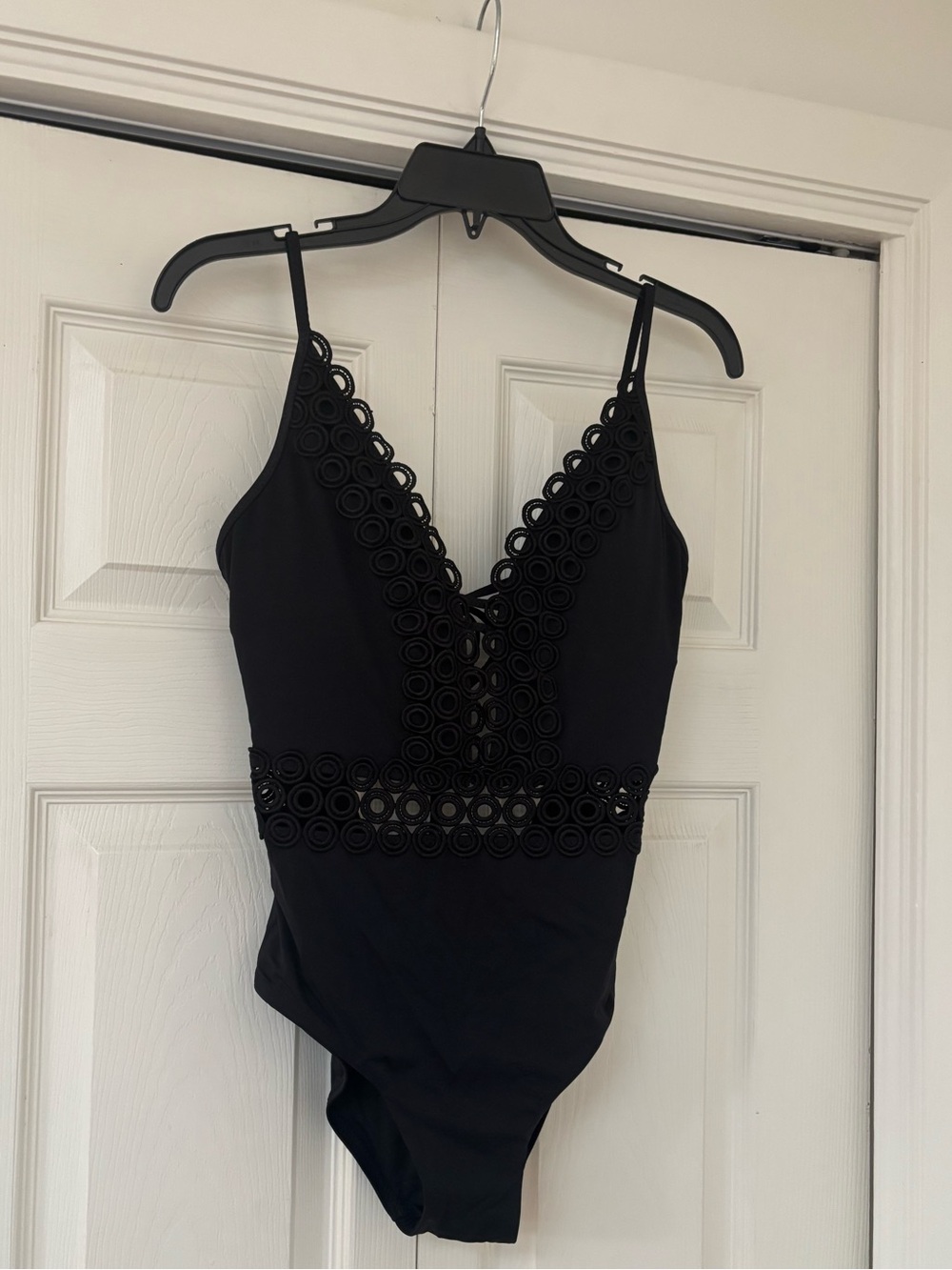BECCA Siren Black Plunge One Piece Swimsuit with Detailed Cut Outs - Picture 6 of 11